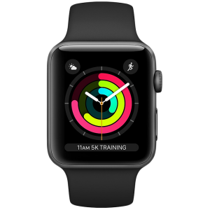 Apple Watch Series 3 38mm Space Grey Aluminium Case with Black Sport Band (MTF02GK/A)